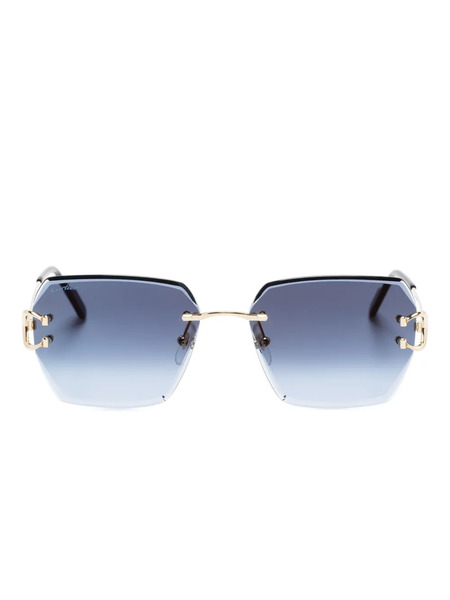  Cartier Eyewear Signature C Square-shape Sunglasses - Gold 