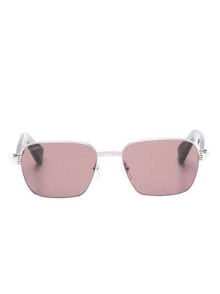  Cartier Eyewear Square-frame Sunglasses - Silver 