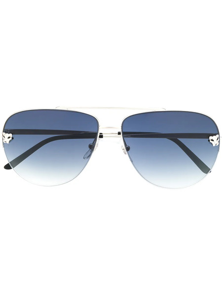  Cartier Eyewear Tiger Aviator Sunglasses - Black 