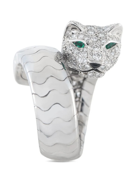  Cartier 18k White Gold Panthère De Cartier Diamond Ring - Silver 
