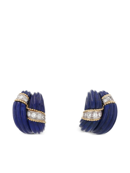  Cartier 1970's Diamond And Lapis Lazuli Earrings - Blue 