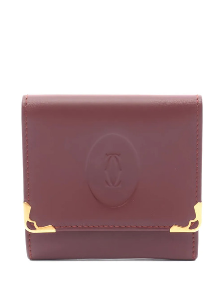  Cartier 2010s Mast Line Logo Leather Wallet - Red 