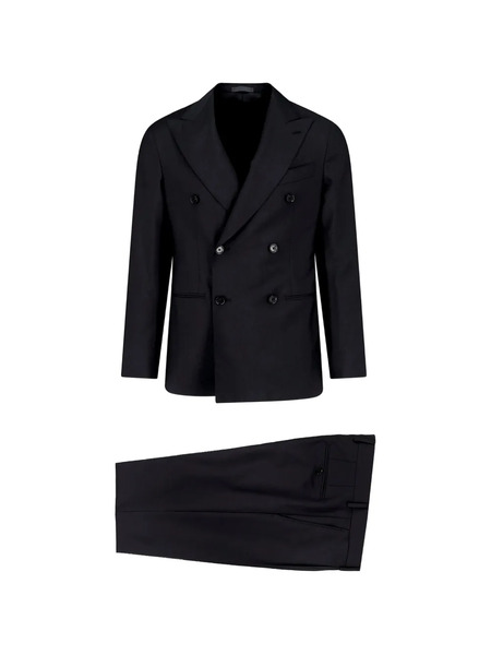  Caruso Double-breasted Suit - Black 