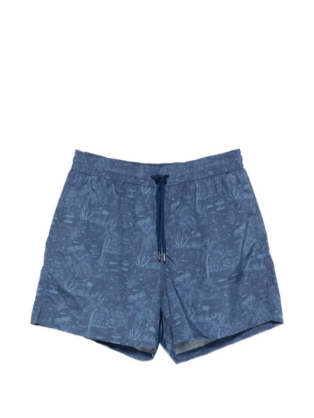  Caruso Drawstring Print Shorts - Blue 