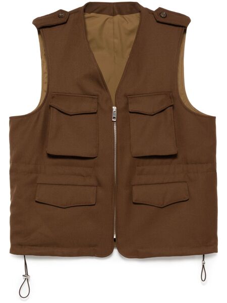  Caruso Padded Gilet - Brown 