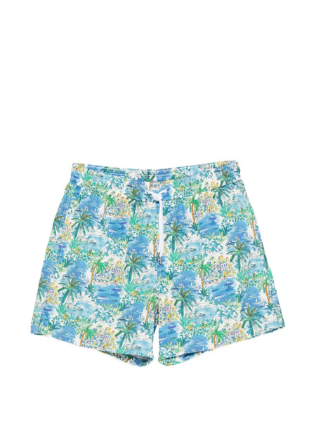  Caruso Palm Print Shorts - Blue 
