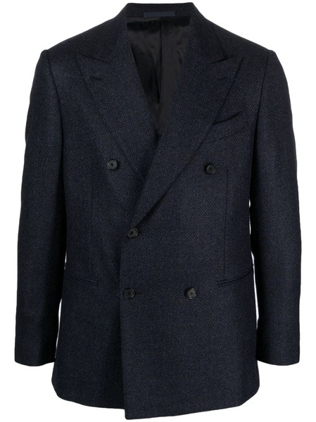  Caruso Textured Wool-blend Double-breasted Blazer - Blue 