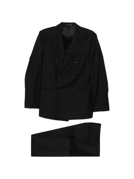  Caruso Wool Double-breasted Suit - Black 