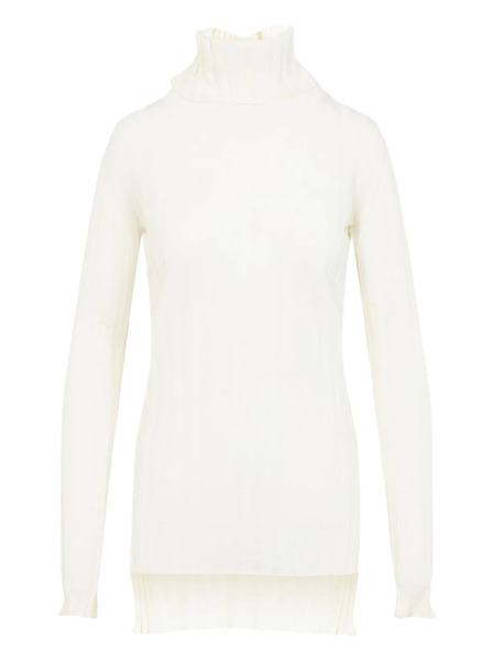  Carven Ribbed Turtleneck Midi Dress - Neutrals 