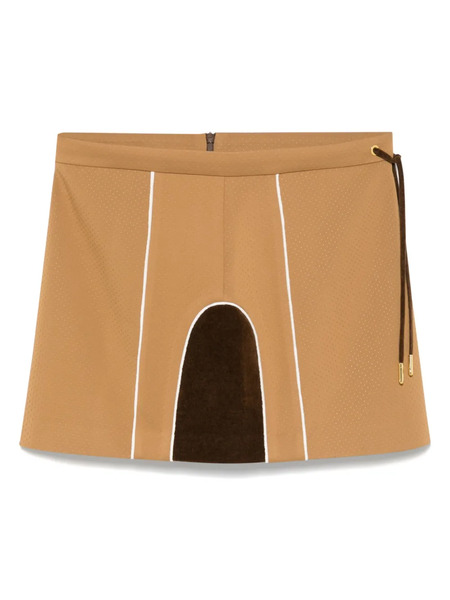  Casablanca Chenille Panelled Mini Skirt - Brown 