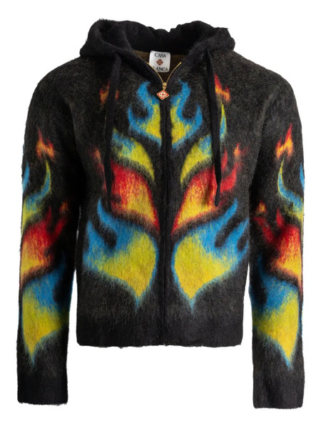  Casablanca Flame-pattern Hooded Jacket - Black 