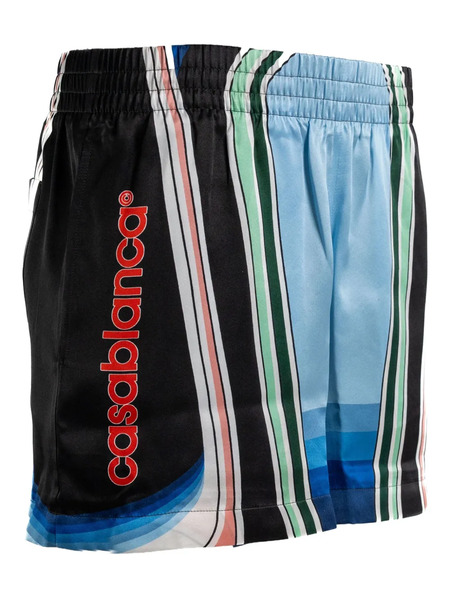  Casablanca Graphic-pattern Silk Shorts - Black 