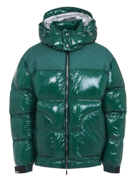  Casablanca High-shine Patterned-panel Puffer Jacket - Green 