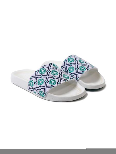  Casablanca Kids Embroidered Logo Slippers - White 
