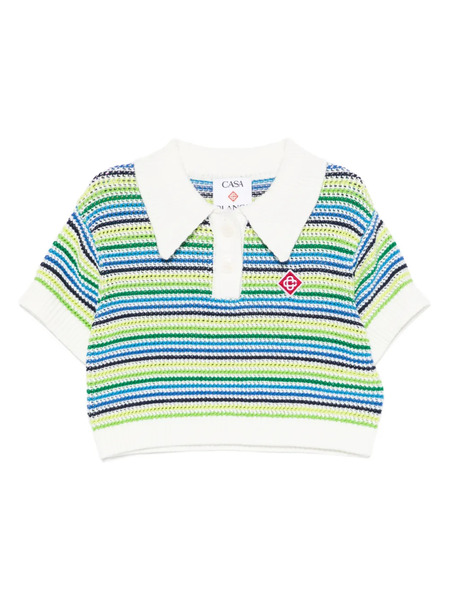  Casablanca Kids Striped Polo Shirt - Green 