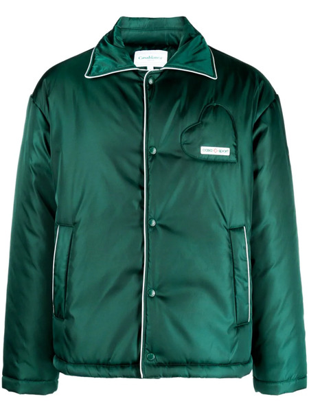  Casablanca Logo-patch Padded Satin Jacket - Green 