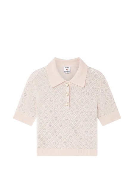  Casablanca Monogram-studded Polo Top - Pink 