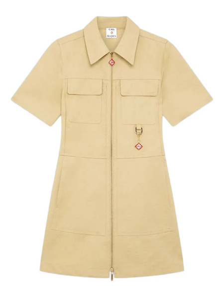  Casablanca Monogram Zip-front Mini Dress - Yellow 