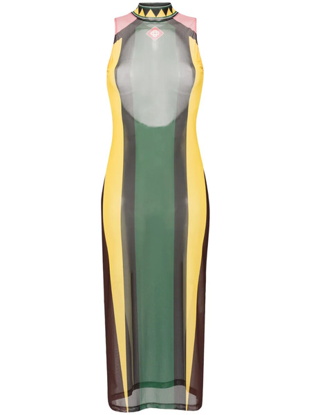  Casablanca Open-back Mesh Maxi Dress - Green 