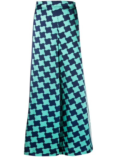  Casablanca Pool Tile Silk Wide-leg Trousers - Blue 