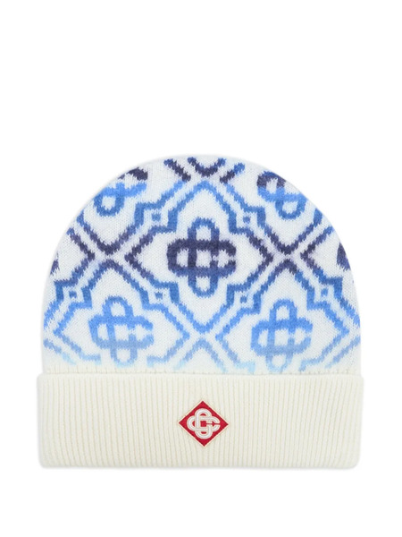  Casablanca Space Monogram Beanie Hat - Neutrals 