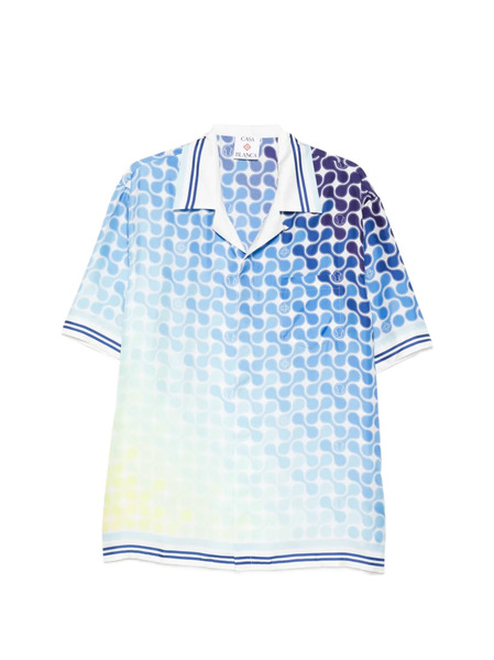  Casablanca Tennis Tile Cuban Patterned Shirt - Blue 