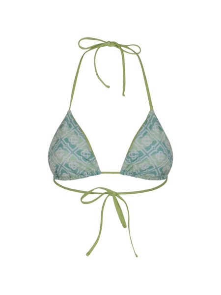  Casablanca Wavy-monogram Tie Bikini Top - Green 