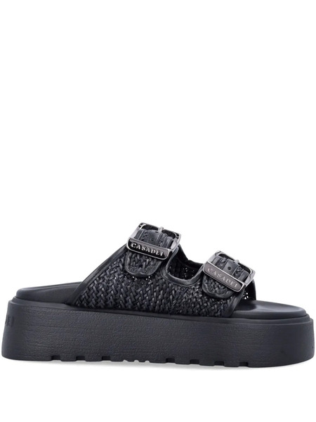  Casadei Birkly Plaid-embellished Platform Sandals - Black 