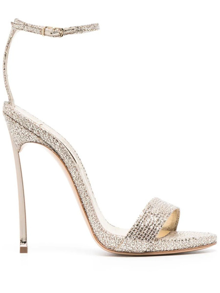  Casadei Blade 120mm Metallic-finish Sandals - Neutrals 