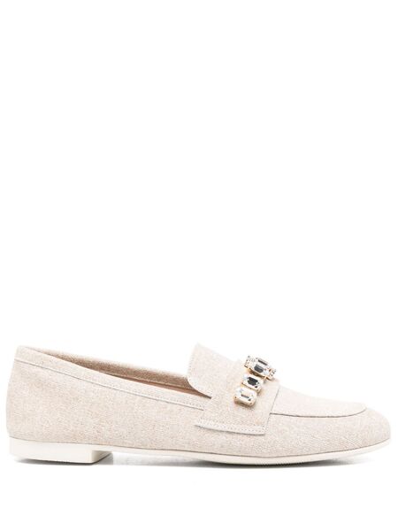  Casadei Crystal-embellished Loafers - Neutrals 