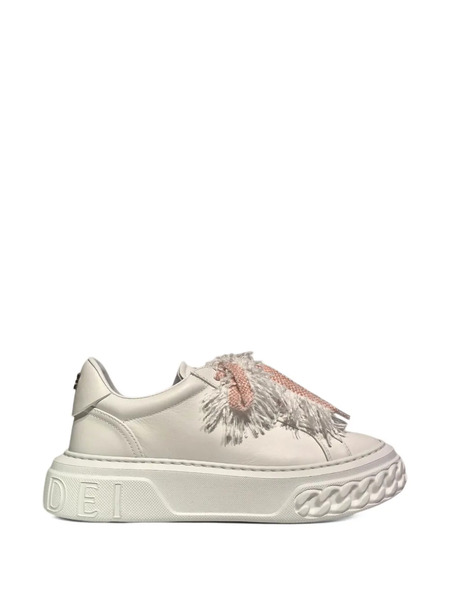  Casadei Fringe Platform Sneakers - White 