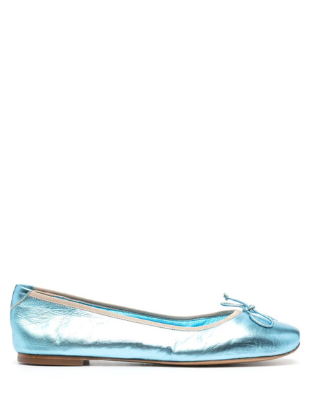  Casadei Metallic Leather Ballerina Shoes - Blue 