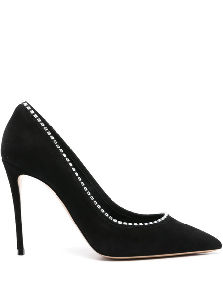 Casadei 100mm Crystal-embellished Pumps - Black 