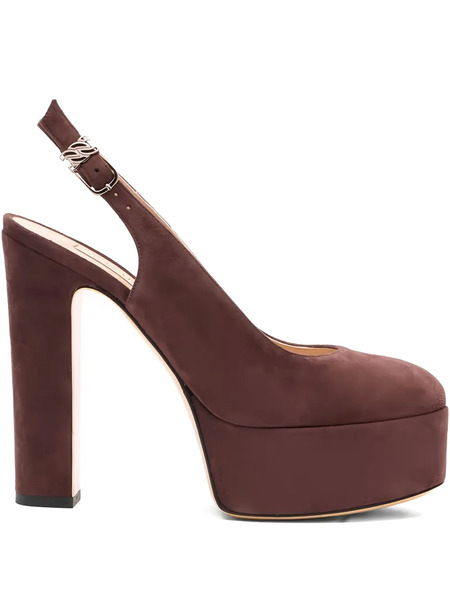  Casadei 130mm Patty Platform Slingback Pumps - Brown 