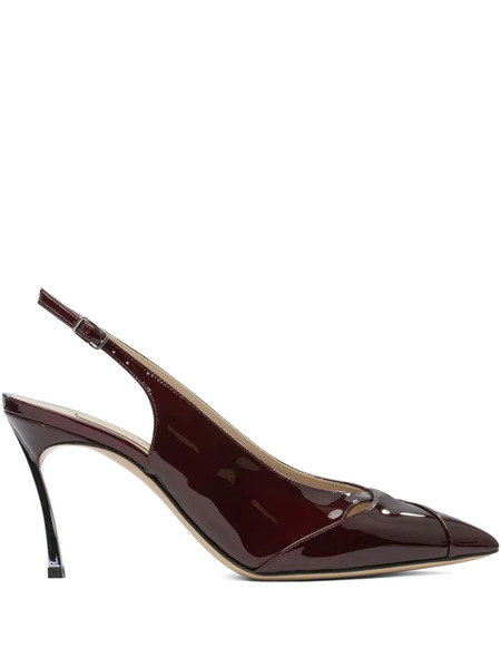  Casadei 80mm Samurai Blade Slingback Patent-leather Pumps - Brown 