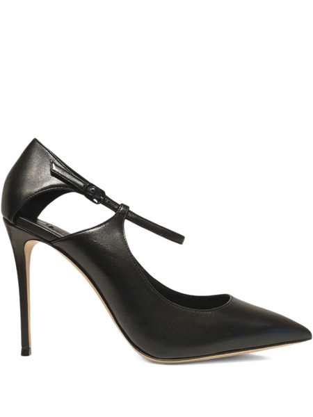  Casadei 100mm Samurai Julia T-strap Stiletto Pumps - Black 