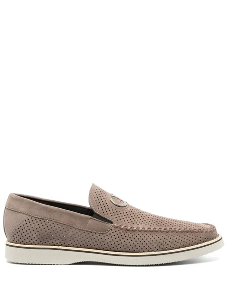  Casadei Perforated Suede Loafers - Neutrals 