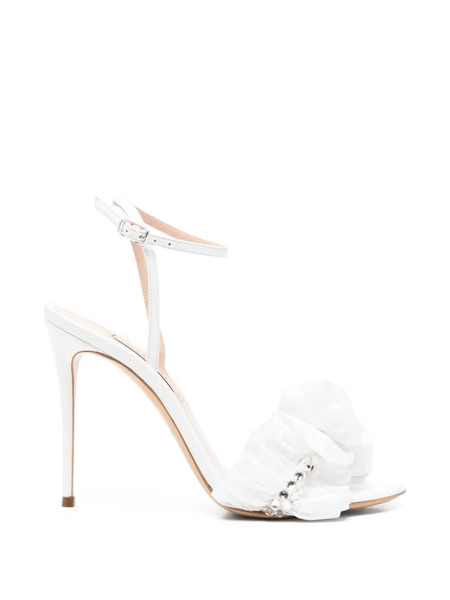  Casadei Ruffled Embellished Sandals - White 