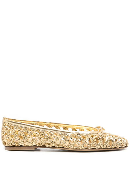  Casadei Woven Ballet Flats - Gold 