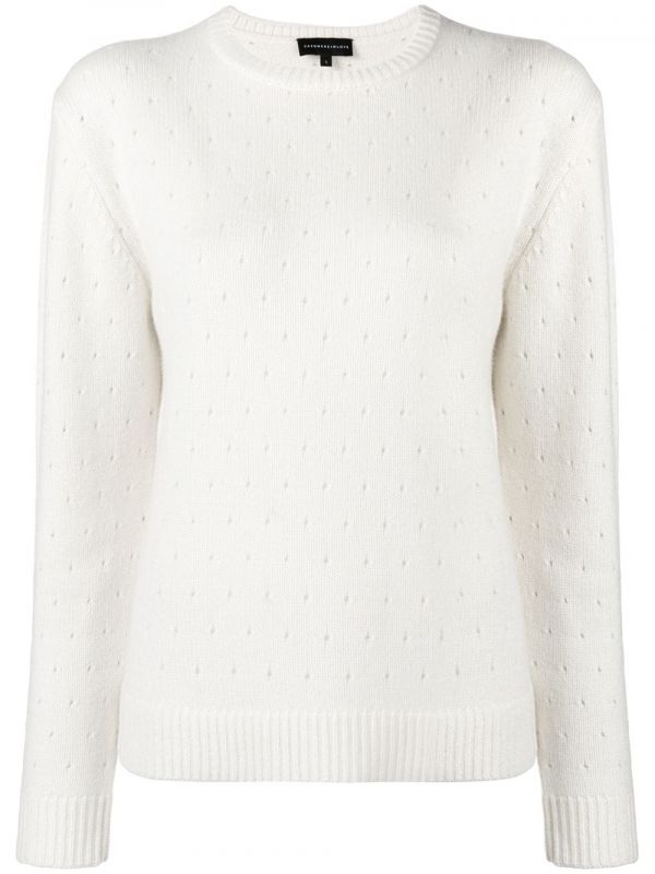  Cashmere In Love Cashmere Perforated Pattern Jumper - White 