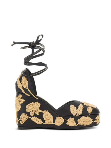  Castañer Carmela Floral-embroidered Leather Sandals - Black 