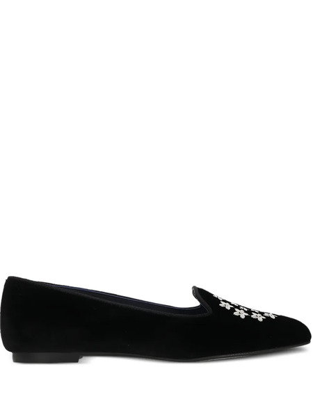  Castañer Floral-embroidery Loafers - Black 