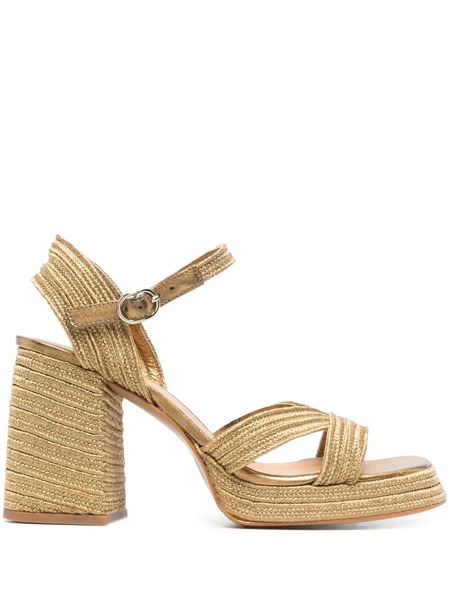  Castañer Interwoven Metallic Slingback Sandals - Gold 