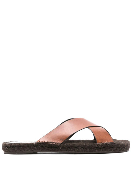  Castañer Kevin Leather Espadrille Slides - Brown 