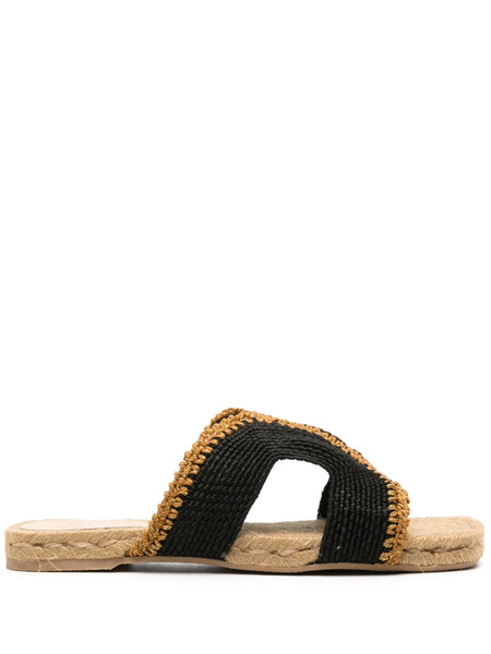  Castañer Pura Lurex Flat Sandals - Black 