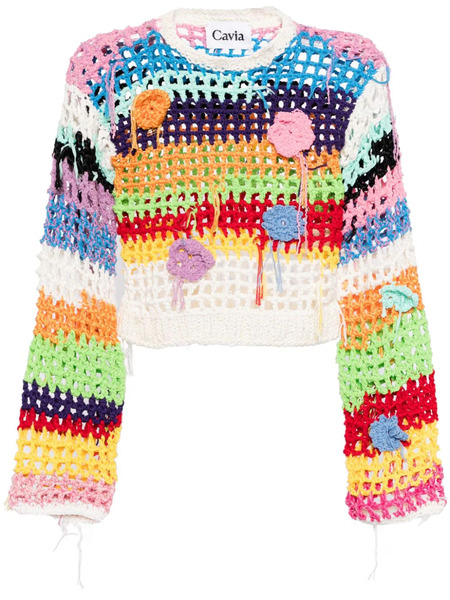  Cavia Striped Crochet-knit Jumper - White 
