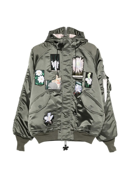  Cecilie Bahnsen Alpha Flower-patch Bomber Jacket - Green 