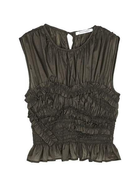  Cecilie Bahnsen Cbuphi Ruffled Ripstop Top - Green 