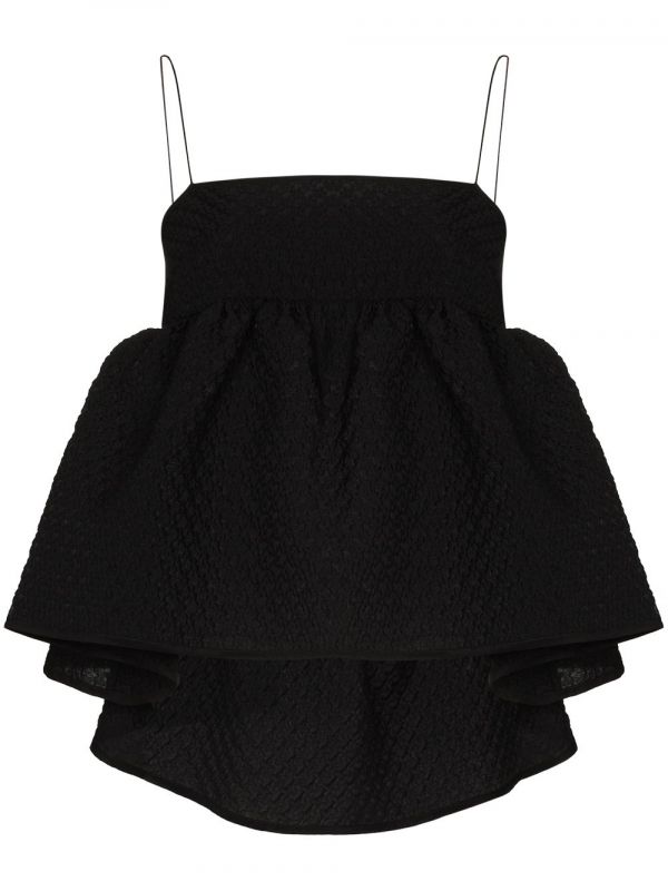  Cecilie Bahnsen Selena Ruffled Textured Top - Black 