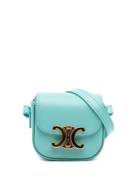  Celine Pre-owned 2021 Leather Triomphe Airpods Case With Strap Crossbody Bag - Blue 